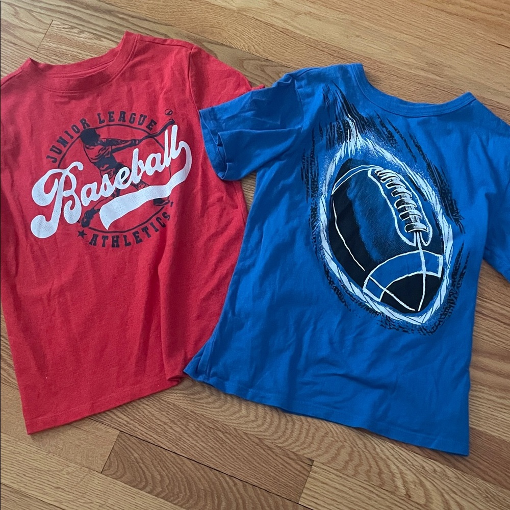 Cat & Jack Red Baseball and Blue Football Tees